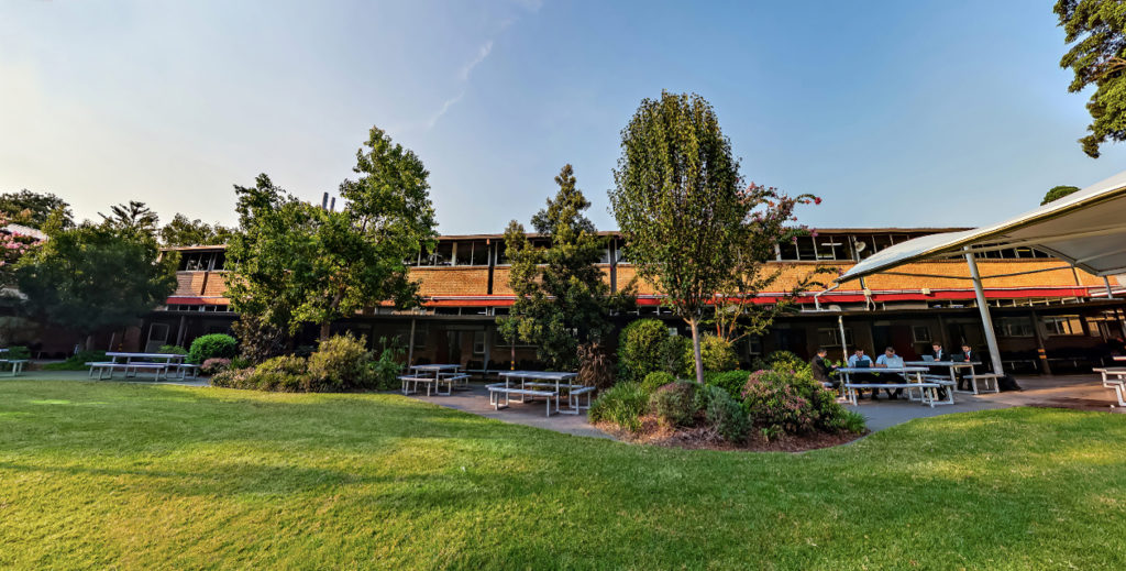 The grounds of the courtyard at Edmund Rice College